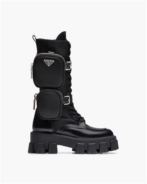 prada monolith leather and nylon fabric boots|Prada monolith boots review.